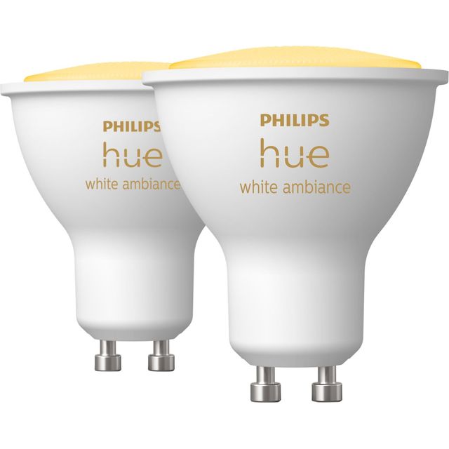 Philips Hue White Ambiance GU10 Smart Bulb - 2 Pack Smart Lighting in White