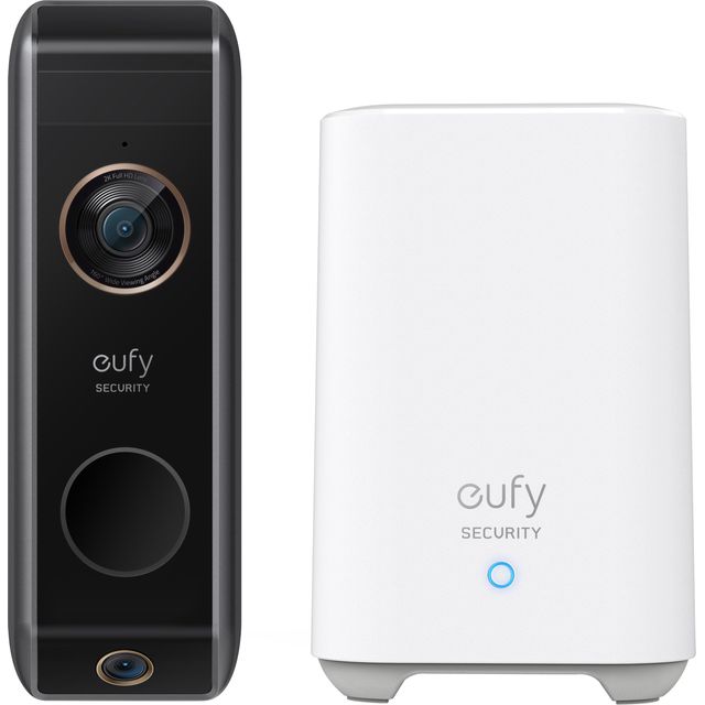 Eufy Dual Camera 2K Doorbell with HomeBase 2 Smart Doorbell - White / Black