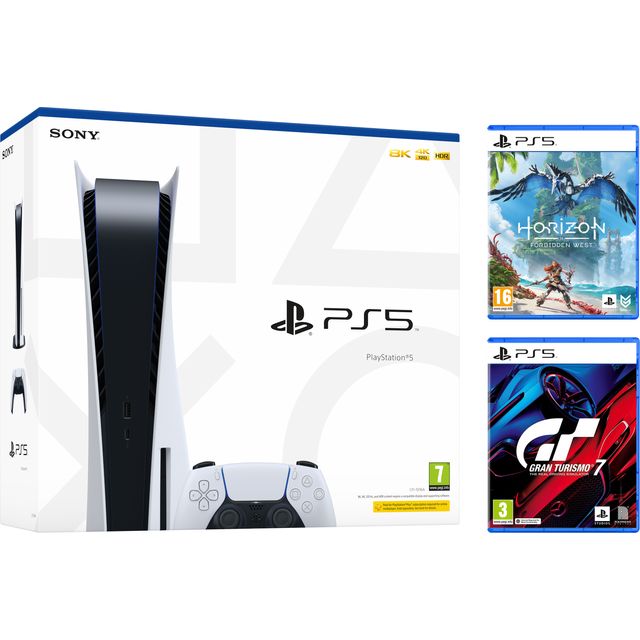 PlayStation 5 825GB with Horizon Forbidden West and Gran Turismo 7 Bundle - White