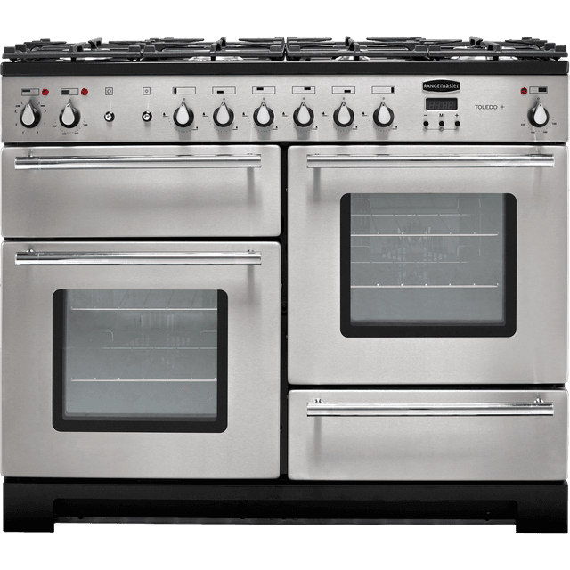 Rangemaster Toledo + TOLP110DFFSS/C 110cm Dual Fuel Range Cooker - Stainless Steel / Chrome - A/A Rated
