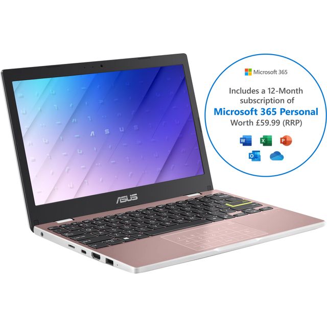 ASUS E210 11.6" Laptop - Intel® Celeron®, 64 GB eMMC, 4 GB RAM - Sand - Microsoft 365 Personal 12-month subscription