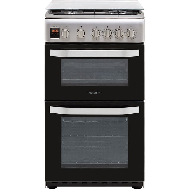 Hotpoint Cloe HD5G00CCX 50cm Freestanding Gas Cooker with Full Width Gas Grill - Stainless Steel - A Rated