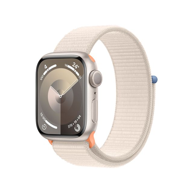 Apple Watch Series 9, 41mm, Starlight Aluminium Case, GPS [2023] - Starlight Sport Loop