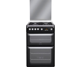 Hotpoint HUG61K Cooker Freestanding Gas Double Oven Black Best Price and Cheapest