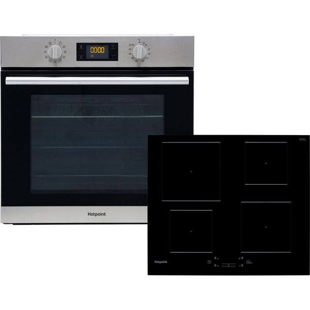 Hotpoint HotSA2Induct Built In Electric Single Oven and Induction Hob Pack - Stainless Steel / Black - A+ Rated