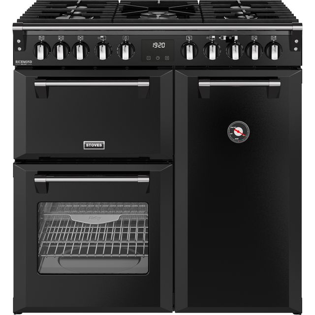 Stoves Richmond Deluxe 90cm Dual Fuel Range Cooker - Black - A/A/A Rated