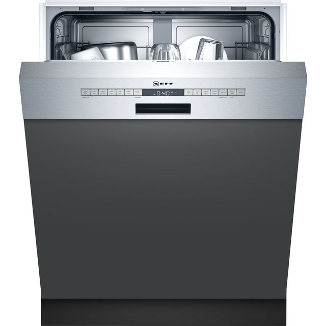 NEFF N50 S145ITS04G Wifi Connected Semi Integrated Standard Dishwasher - Stainless Steel Control Panel with Fixed Door Fixing Kit - E Rated
