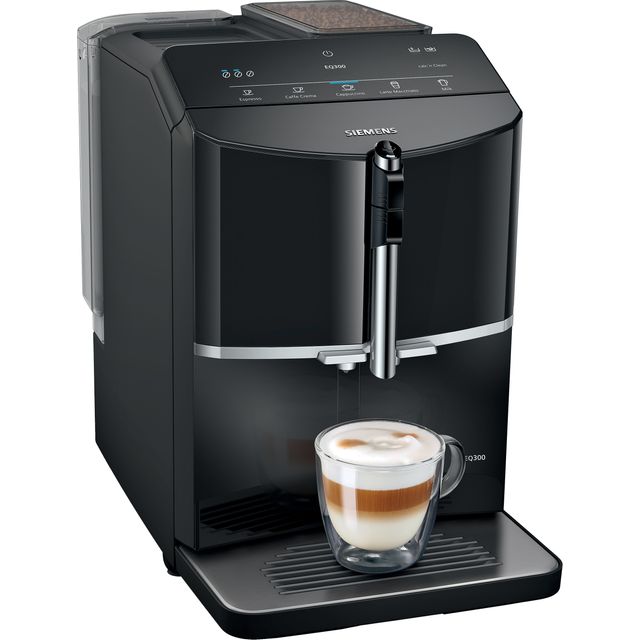 Siemens EQ300 TF301G19 Bean to Cup Coffee Machine - Piano Black