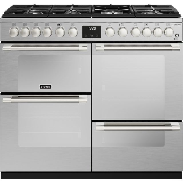 Stoves Sterling Deluxe ST DX STER D1000DF SS 100cm Dual Fuel Range Cooker - Stainless Steel - A Rated
