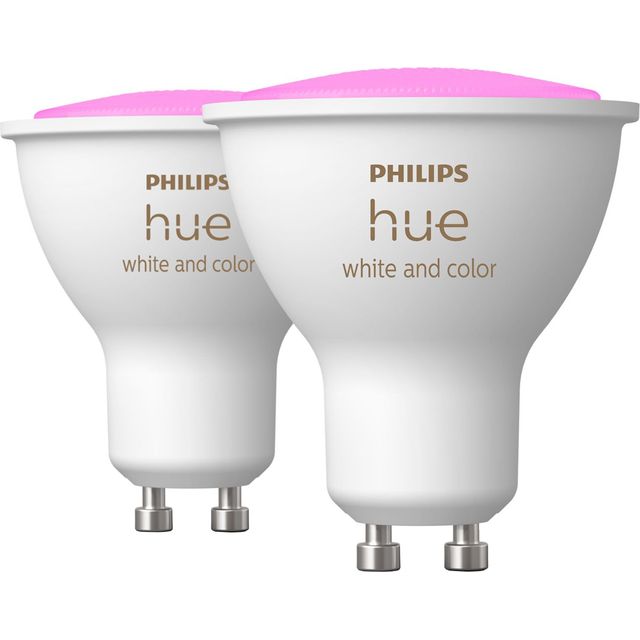 Philips Hue White and Colour Ambience GU10 Smart Bulb - 2 Pack - White