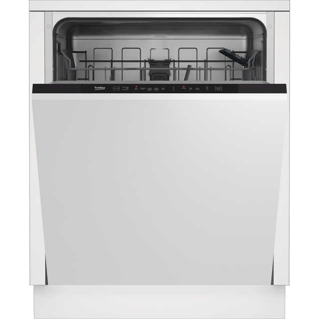 Beko DIN15R20 Fully Integrated Standard Dishwasher - Silver Control Panel with Fixed Door Fixing Kit - E Rated