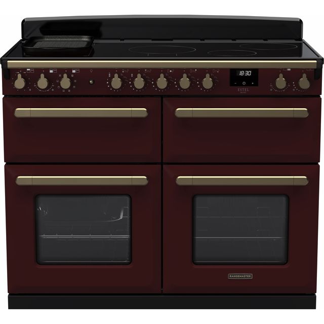 Rangemaster Estel Deluxe ESDLB110EIPBOR/AB1 110cm Electric Range Cooker with Induction Hob – Bordeaux / Chrome – A Rated