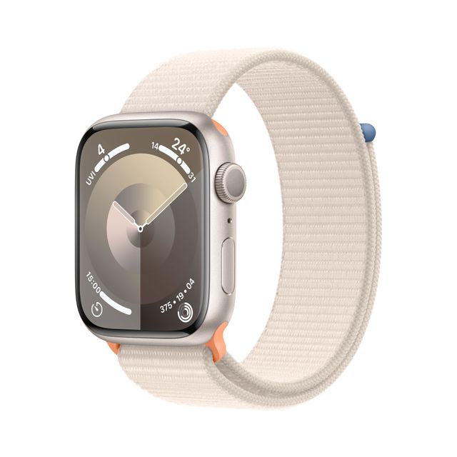 Apple Watch Series 9, 45mm, Starlight Aluminium Case, GPS [2023] - Starlight Sport Loop