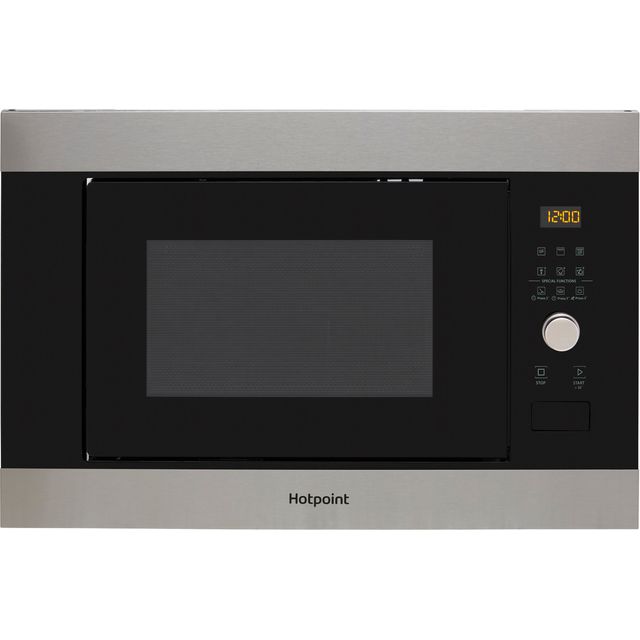Hotpoint MF25GIXH 39cm tall, 59cm wide, Built In Compact Microwave - Stainless Steel Effect