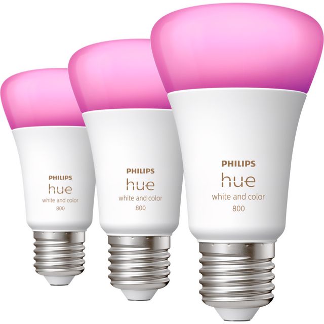 Philips Hue White and Colour Ambiance E27 Smart Bulb - 3 Pack - White