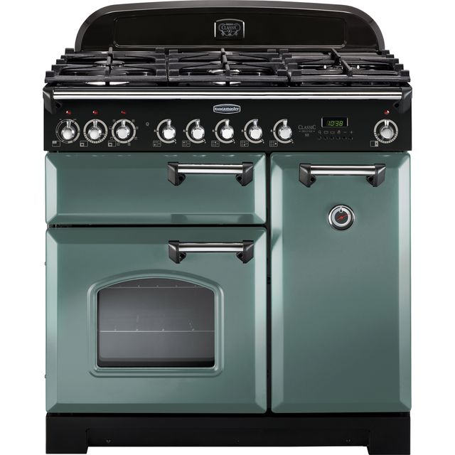 Rangemaster CDL90DFFMG/C Classic Deluxe 90cm Dual Fuel Range Cooker - Mineral Green / Chrome - CDL90DFFMG/C_MG - 1
