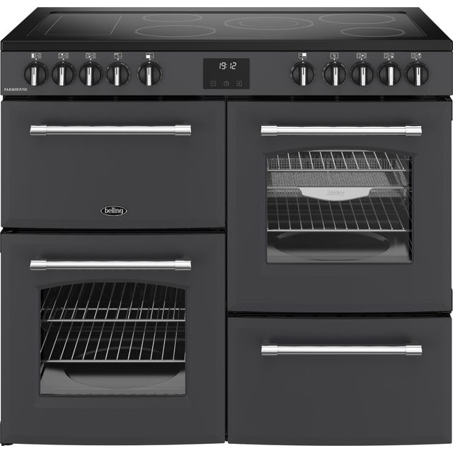 Belling Farmhouse 100E 100cm Electric Range Cooker with Ceramic Hob – Anthracite – A/A Rated