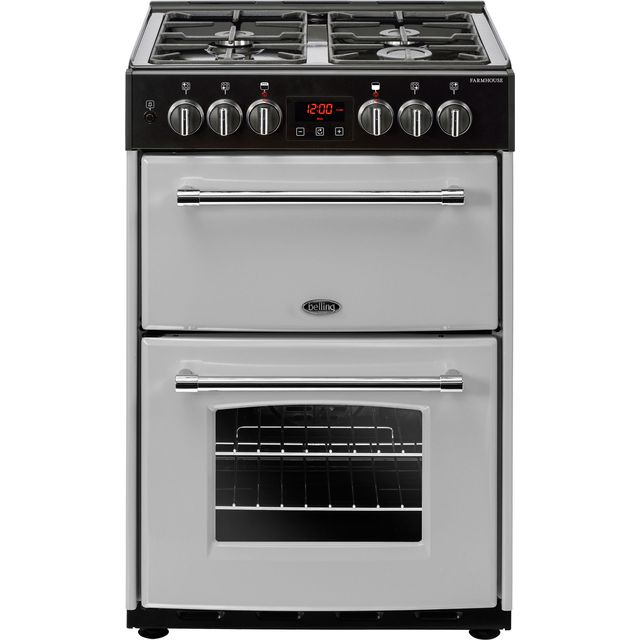 Belling Farmhouse60DF 60cm Freestanding Dual Fuel Cooker - Silver - A/A Rated