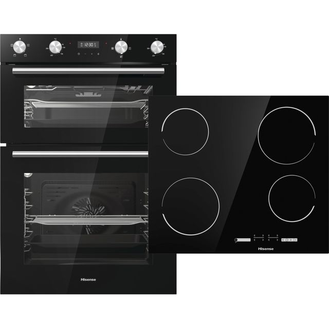 Hisense BI6095CGUK Built In Electric Double Oven and Ceramic Hob Pack - Black - A/A Rated