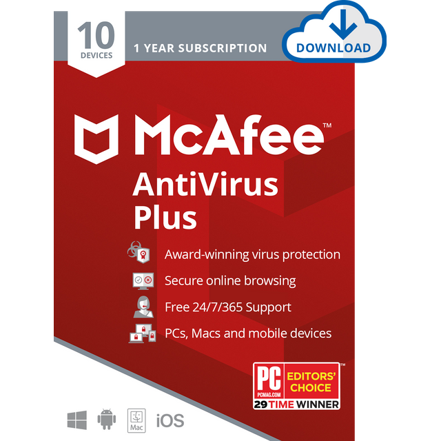 McAfee AntiVirus Plus Digital Download for 10 Devices Review