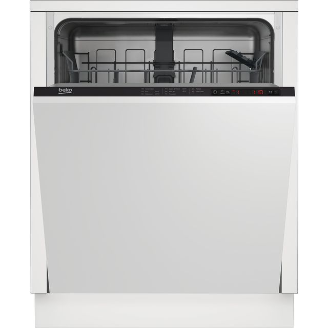 Beko DIN15322 Fully Integrated Standard Dishwasher - Black Control Panel with Fixed Door Fixing Kit - E Rated