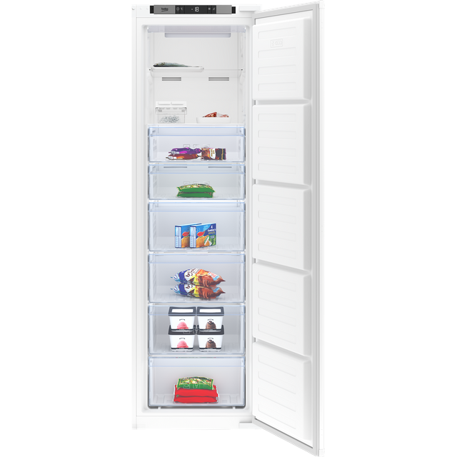 Beko BFFD3577 Integrated Frost Free Upright Freezer with Sliding Door Fixing Kit - F Rated
