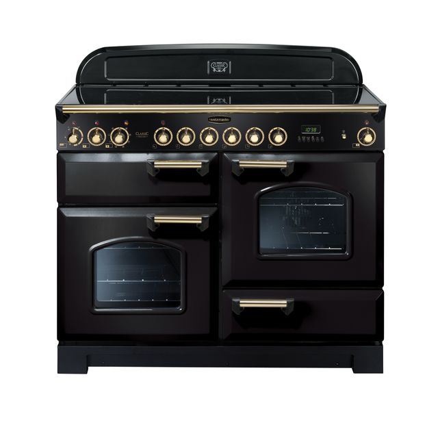 Rangemaster Classic Deluxe CDL110ECBL/B 110cm Electric Range Cooker with Ceramic Hob - Black / Brass - A/A Rated