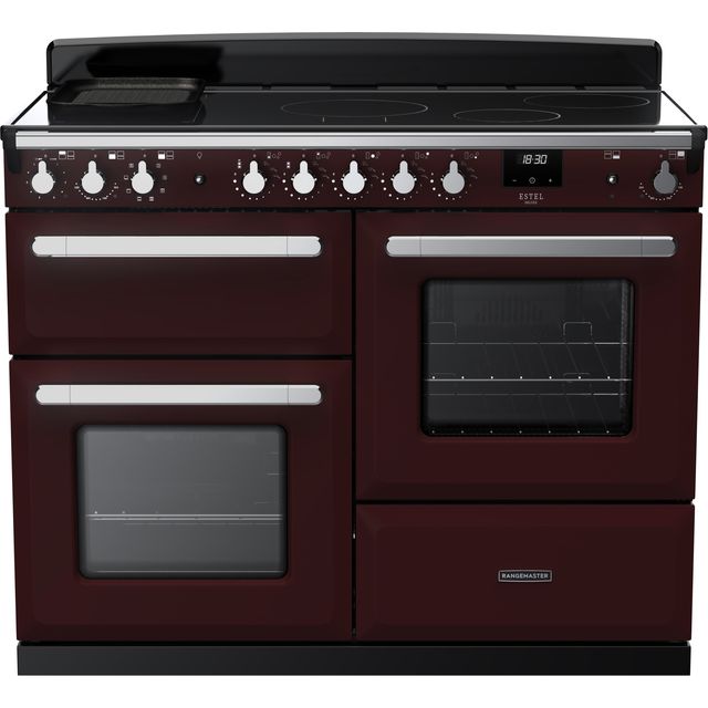 Rangemaster Estel Deluxe ESDLO110EIPBOR/CM1 110cm Electric Range Cooker with Induction Hob – Bordeaux / Chrome – A Rated