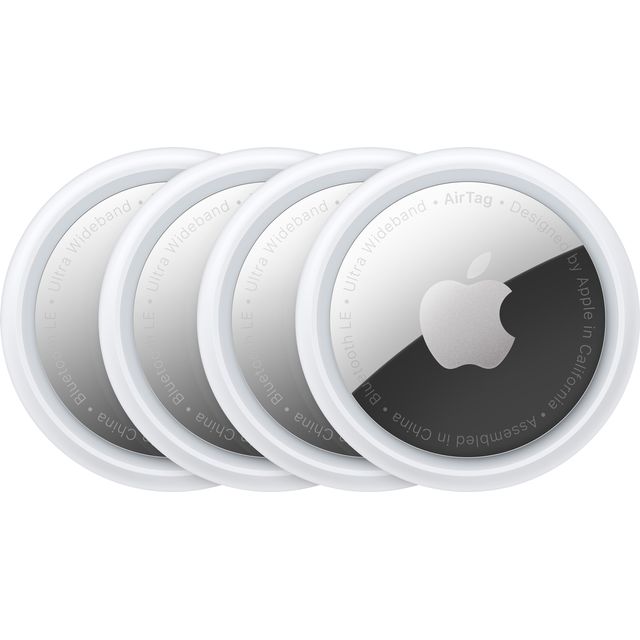 Apple AirTag (4 pack). Track and find your keys, wallet, luggage, backpack and more. Simple one-tap set up with iPhone or iPad. Replaceable battery.