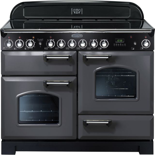 Rangemaster Classic Deluxe CDL110ECSL/C 110cm Electric Range Cooker with Ceramic Hob - Slate Grey / Chrome - A/A Rated