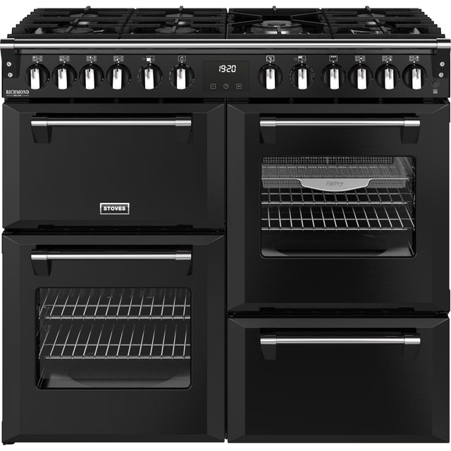 Stoves Richmond Deluxe 100cm Dual Fuel Range Cooker - Black - A/A/A Rated