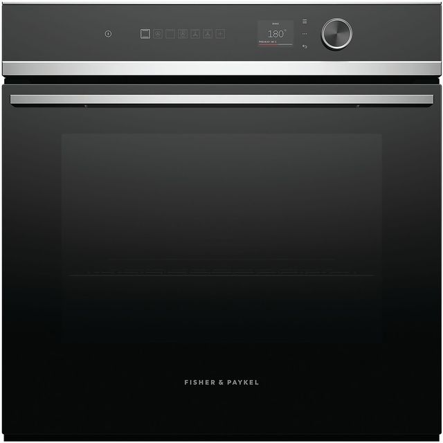 Fisher & Paykel Series 7 Contemporary OB60SD16PLX1 Wifi Connected Built In Electric Single Oven and Pyrolytic Cleaning - Black / Stainless Steel - A Rated