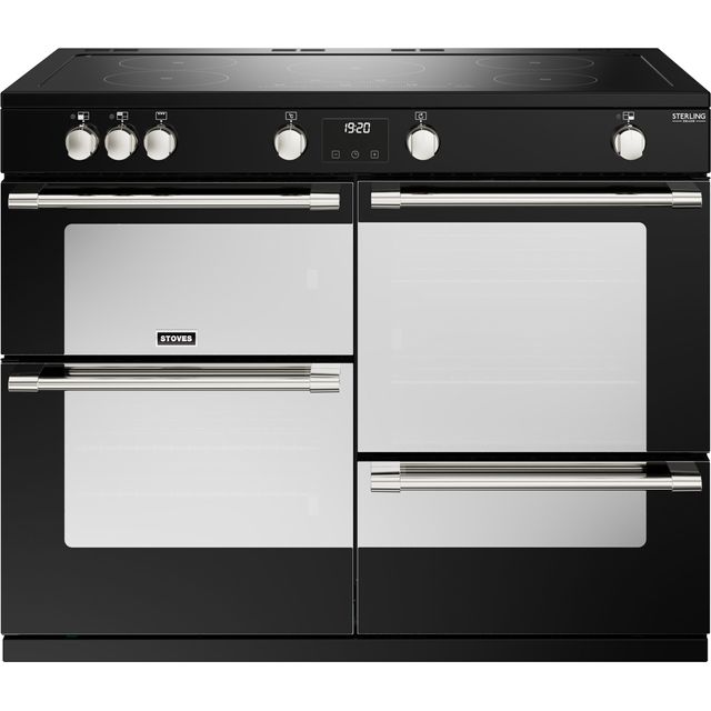 Stoves Sterling Deluxe ST DX STER D1100Ei TCH BK Electric Range Cooker with Induction Hob - Black - A/A/A Rated