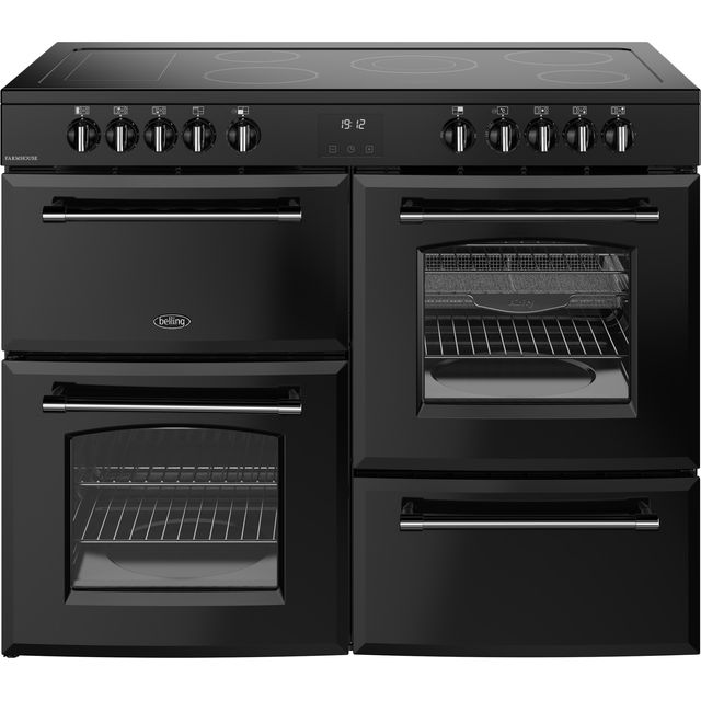 Belling Farmhouse 110E 110cm Electric Range Cooker with Ceramic Hob – Black – A/A Rated