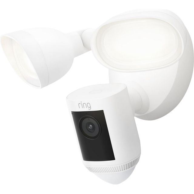 Ring Floodlight Cam Wired Pro by Amazon | Outdoor Security Camera with HDR Video, 3D Motion Detection, Bird's Eye View, Siren, alternative to CCTV system | 30-day free trial of Ring Protect | White