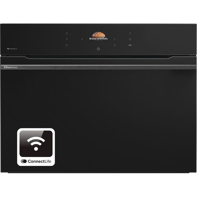 Hisense Hi8 BlackLine BIM4AH8UKWF Wifi Connected Built In Compact Electric Single Oven with Microwave Function - Jet Black