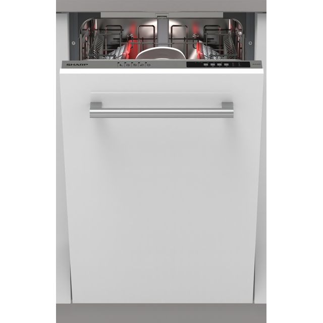 Sharp QW-NS14I49EX-EN Fully Integrated Slimline Dishwasher - Silver Control Panel - E Rated