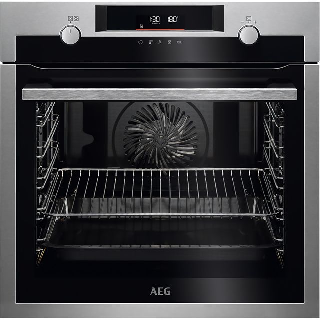AEG Steambake BPS555060M Built In Electric Single Oven with Pyrolytic Cleaning - Black / Stainless Steel - A+ Rated