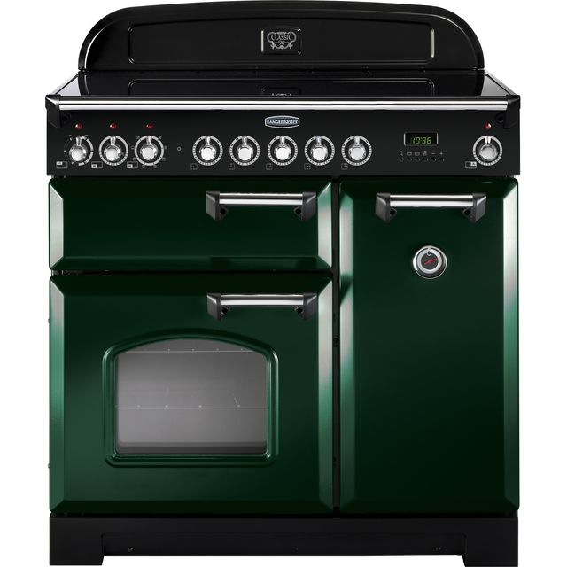 Rangemaster Classic Deluxe CDL90ECRG/C 90cm Electric Range Cooker with Ceramic Hob – Racing Green / Chrome – A/A Rated