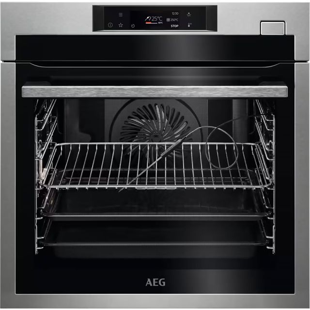 AEG 7000 SteamCrisp BSE772380M Built In Electric Single Oven with Pyrolytic Cleaning - Black / Stainless Steel - A++ Rated