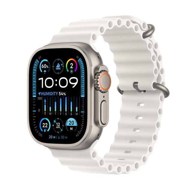 Apple Watch Ultra 2 [GPS + Cellular 49mm] Smartwatch with Rugged Titanium Case & White Ocean Band. Fitness Tracker, Precision GPS, Action Button, Extra-Long Battery Life, Bright Retina Display