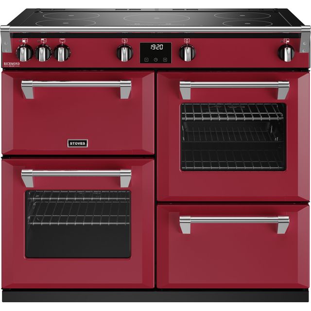Stoves Richmond Deluxe ST DX RICH D1000Ei TCH CRE_ Electric Range Cooker with Induction Hob – Chilli Red – A Rated