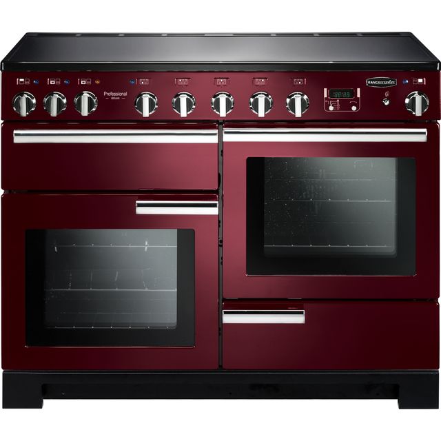 Rangemaster Professional Deluxe PDL110EICY/C 110cm Electric Range Cooker with Induction Hob – Cranberry / Chrome – A/A Rated