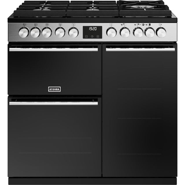 Stoves Precision Deluxe ST DX PREC D900DF GTG SS Dual Fuel Range Cooker - Stainless Steel / Black - A/A/A Rated