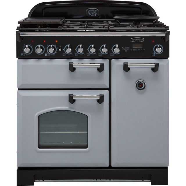Rangemaster Classic Deluxe CDL90DFFRP/C 90cm Dual Fuel Range Cooker - Royal Pearl / Chrome - A/A Rated