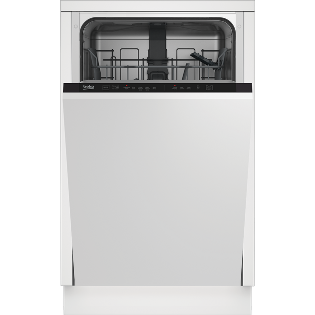 Beko DIS15020 Fully Integrated Slimline Dishwasher - Black Control Panel with Fixed Door Fixing Kit - E Rated