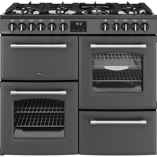 Belling Farmhouse 100DF 100cm Dual Fuel Range Cooker - Anthracite - A Rated