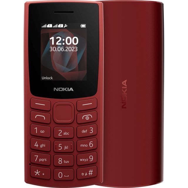 Nokia 105 2G Feature Phone with long-lasting battery, 12 hours of talk-time, wireless FM radio, large display, and tactile keyboard, Dual Sim - Red
