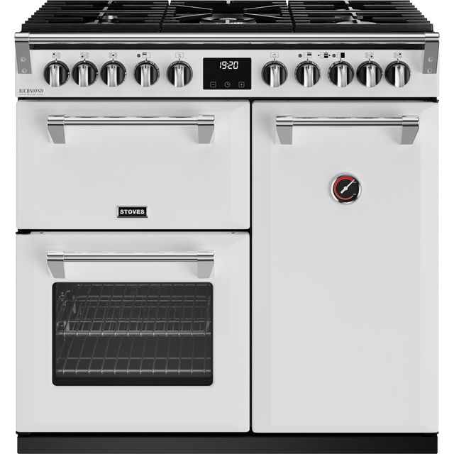 Stoves Richmond Deluxe ST DX RICH D900DF IWH Dual Fuel Range Cooker – Icy White – A Rated