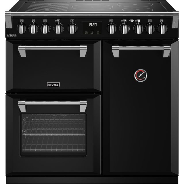 Stoves Richmond Deluxe ST DX RICH D900Ei RTY BK 90cm Electric Range Cooker with Induction Hob - Black - A Rated